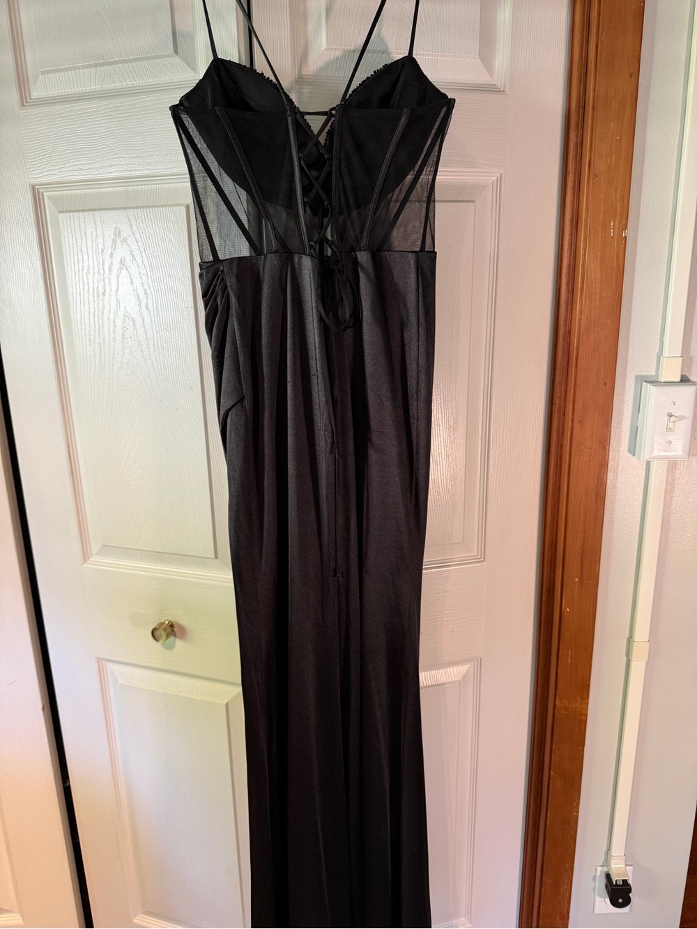 Ladivine Draped Corset Satin Evening Gown - Picture 4 of 7